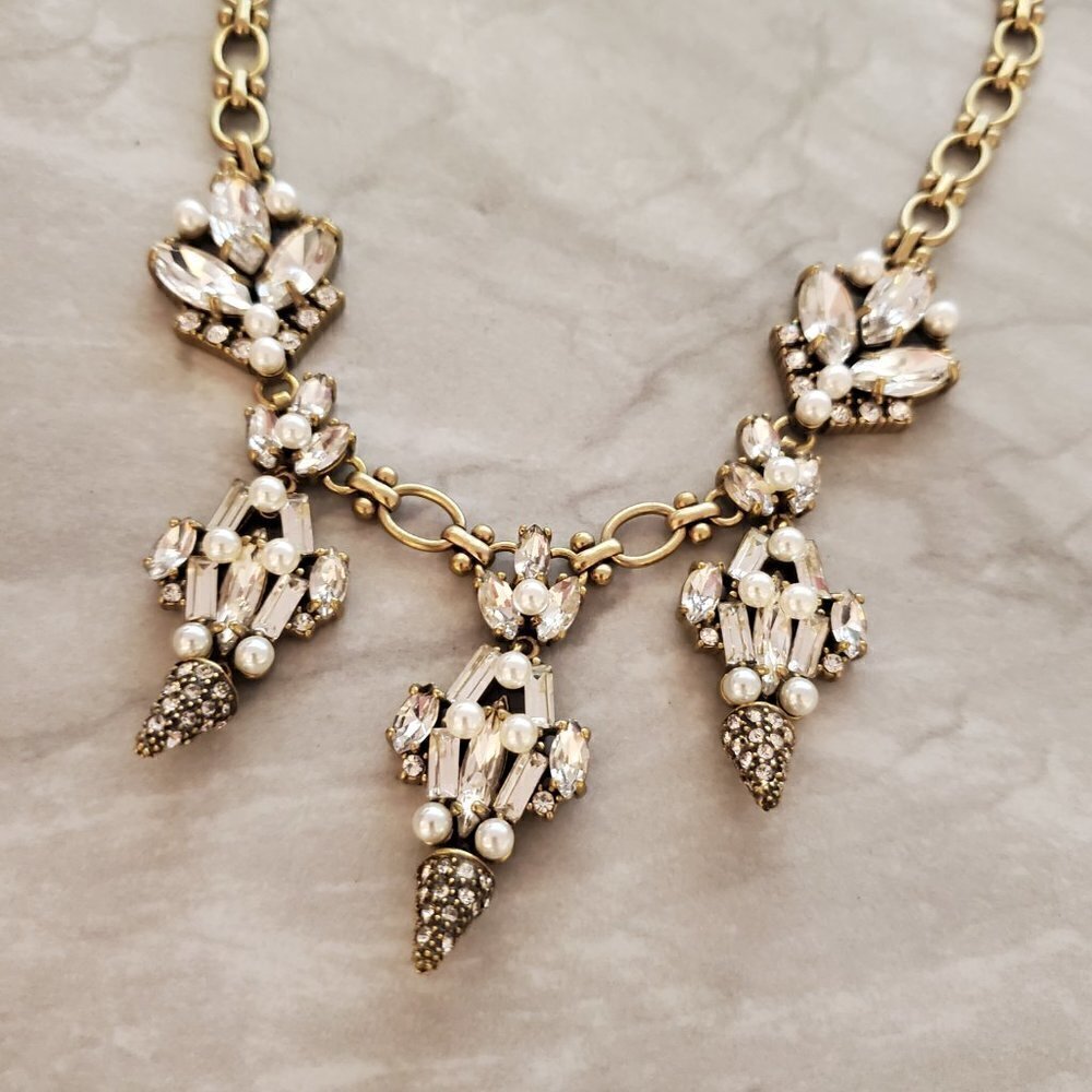✨ NEW J.Crew Pearl Rhinestones Crystal Cone Cluster Wedding Bridal Statement ✨ - Picture 5 of 13